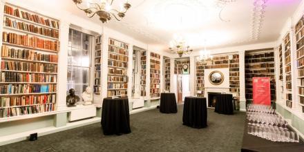 Library laid out for a reception